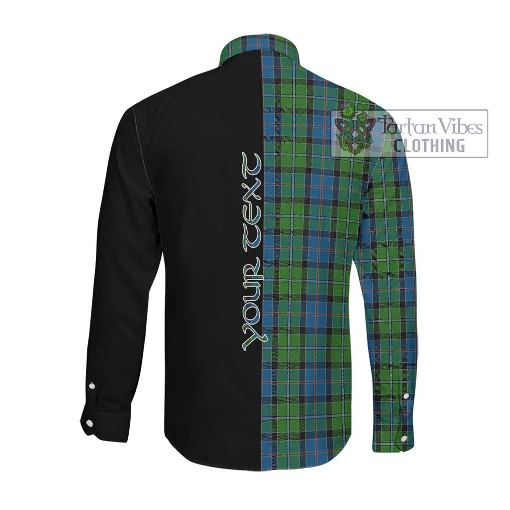 Stirling Tartan Long Sleeve Button Shirt with Family Crest and Half Of Me Style Men's Shirt - Tartanvibesclothing Shop