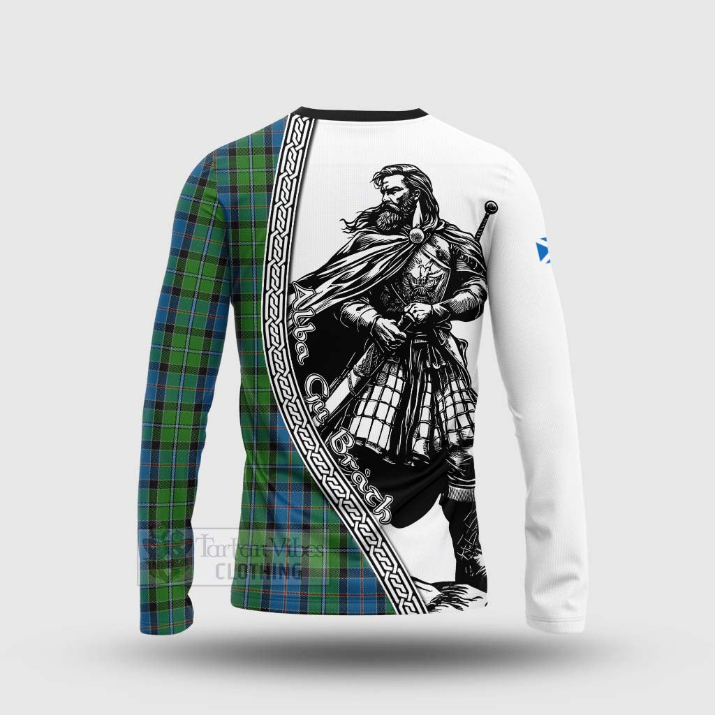 Tartan Vibes Clothing Stirling Tartan Clan Crest Long Sleeve T-Shirt with Highlander Warrior Celtic Style