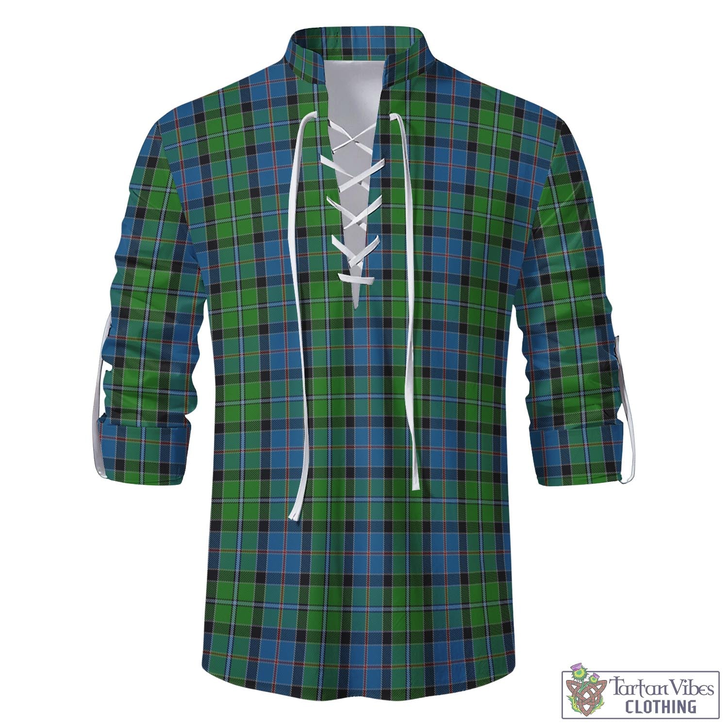 Tartan Vibes Clothing Stirling Tartan Men's Scottish Traditional Jacobite Ghillie Kilt Shirt