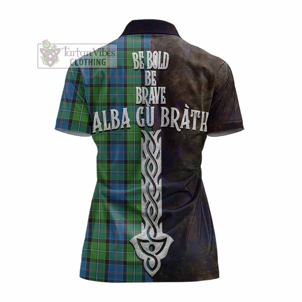 Tartan Vibes Clothing Stirling Tartan Family Crest Women's Polo Shirt Alba Gu Brath Be Brave Lion Ancient Style