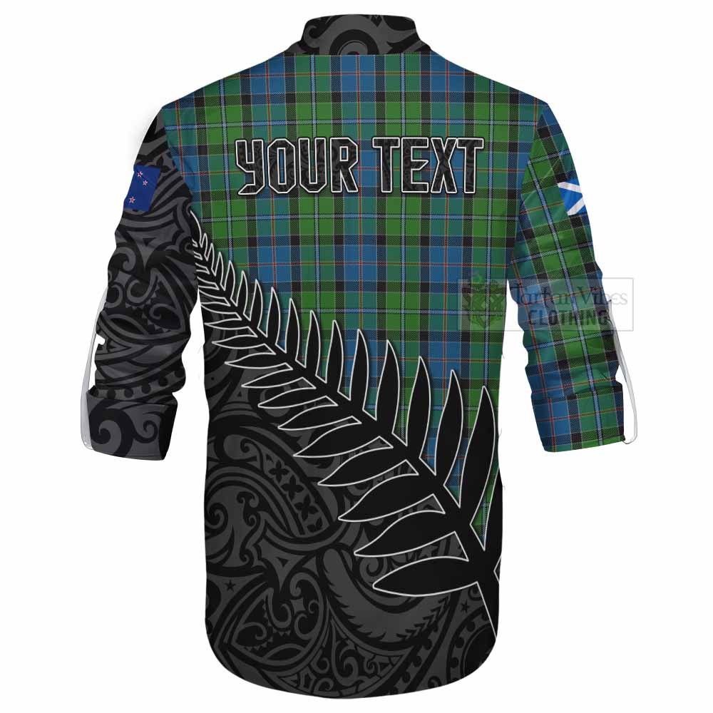 Tartan Vibes Clothing Stirling Crest Tartan Ghillie Kilt Shirt with New Zealand Silver Fern Half Style