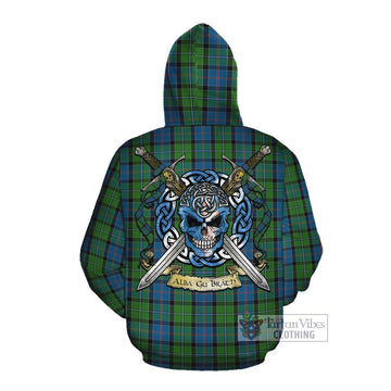 Tartan Vibes Clothing Stirling Tartan Cotton Hoodie with Family Crest Celtic Skull Style