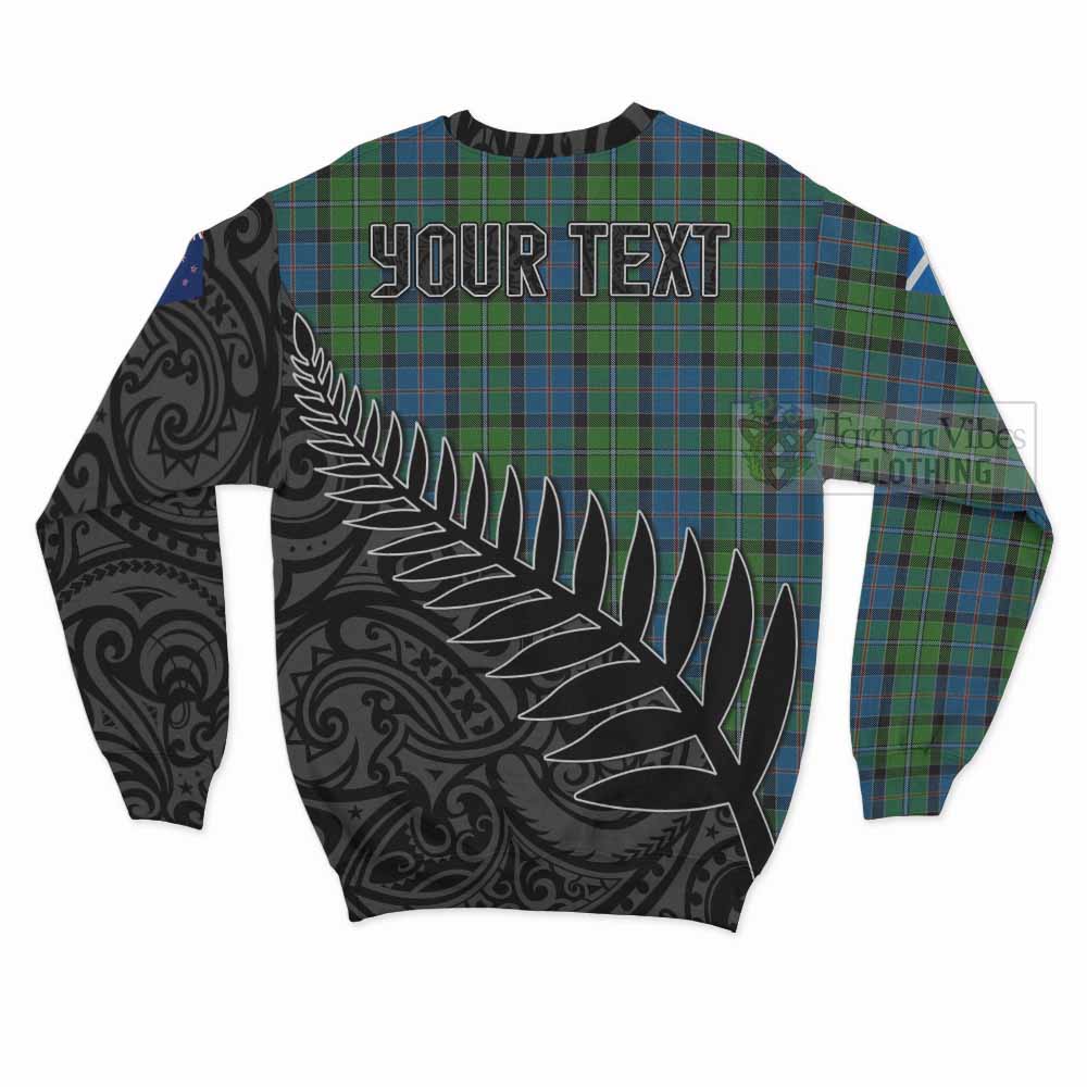 Tartan Vibes Clothing Stirling Crest Tartan Sweatshirt with New Zealand Silver Fern Half Style