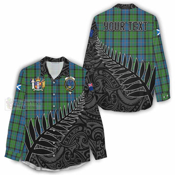 Tartan Vibes Clothing Stirling Crest Tartan Women's Casual Shirt with New Zealand Silver Fern Half Style