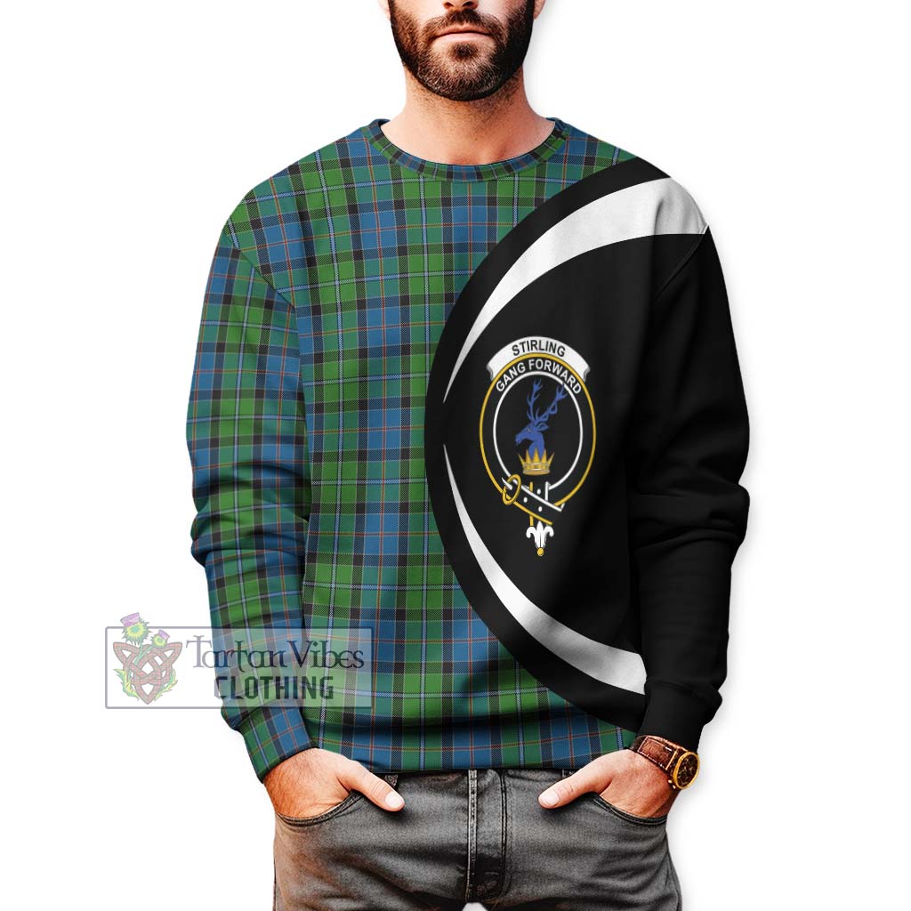 Stirling Tartan Sweatshirt with Family Crest Circle Style - Tartan Vibes Clothing