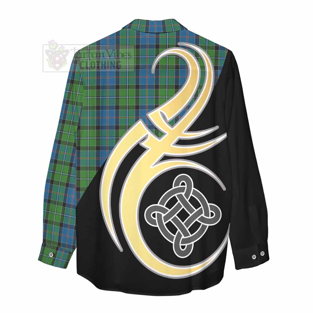 Tartan Vibes Clothing Stirling Tartan Women's Casual Shirt with Family Crest and Celtic Symbol Style