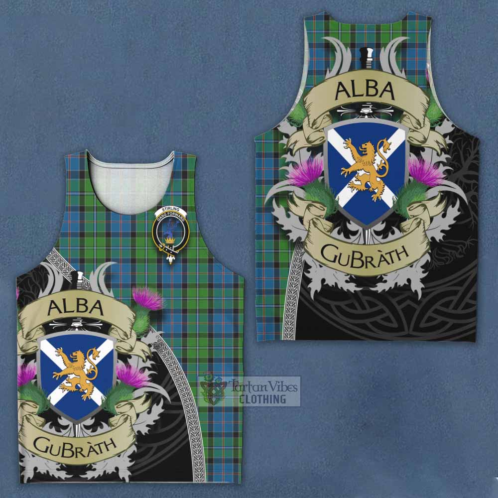 Tartan Vibes Clothing Stirling Tartan Family Crest Men's Tank Top Lion Rampant Royal Thistle Shield Celtic Inspired