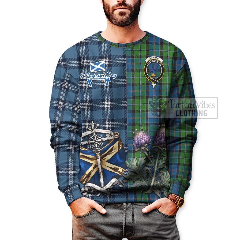 Tartan Vibes Clothing Stirling Tartan Sweatshirt Happy St. Andrew's Day Half Tartan Style