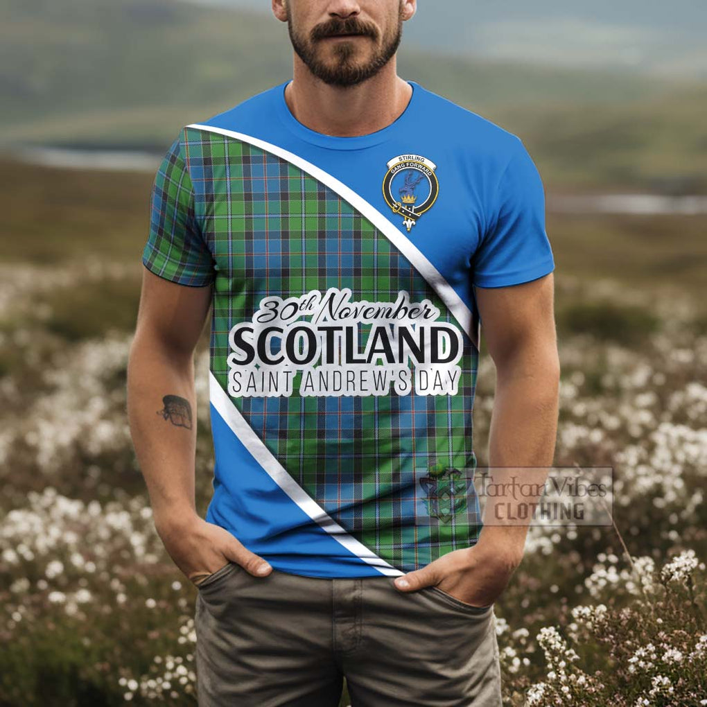 Tartan Vibes Clothing Stirling Family Crest Tartan T-Shirt Celebrate Saint Andrew's Day in Style