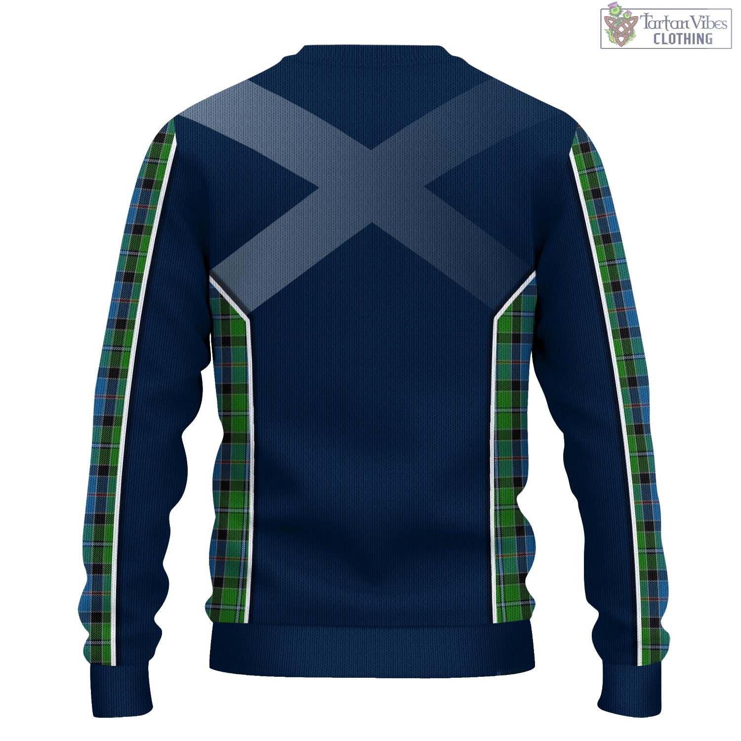 Tartan Vibes Clothing Stirling Tartan Knitted Sweatshirt with Family Crest and Scottish Thistle Vibes Sport Style