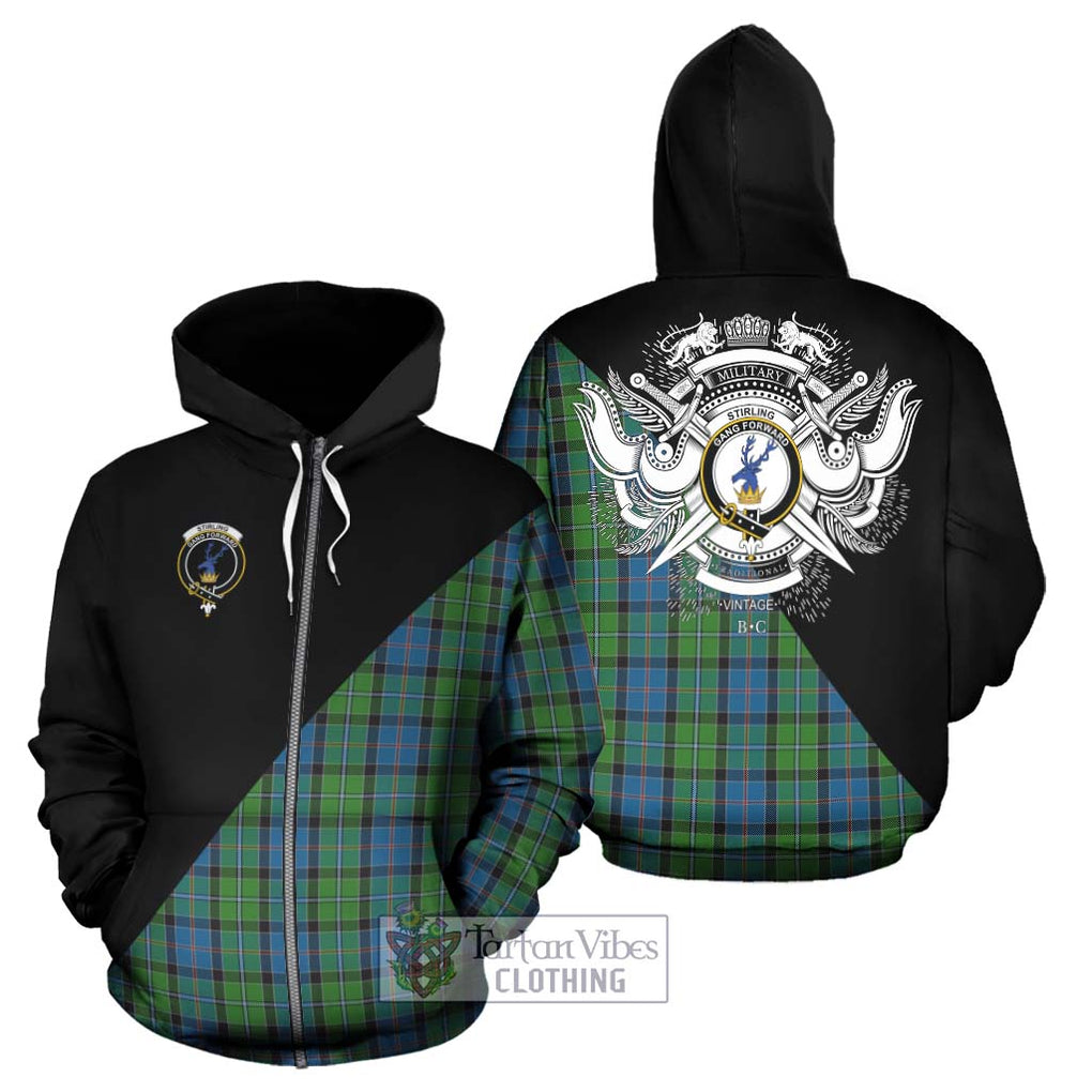 Stirling Tartan Hoodie with Family Crest and Military Logo Style - Tartanvibesclothing Shop