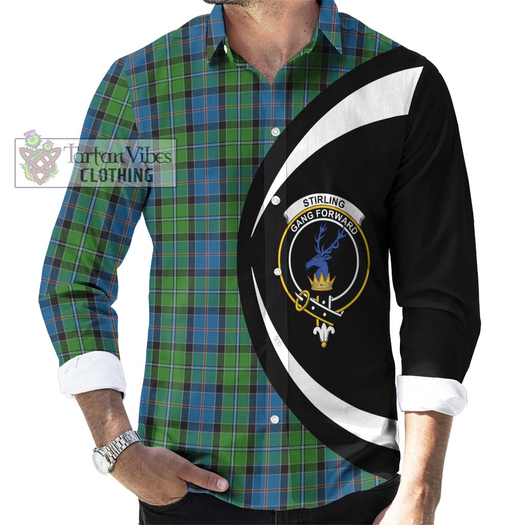 Stirling Tartan Long Sleeve Button Up with Family Crest Circle Style - Tartan Vibes Clothing