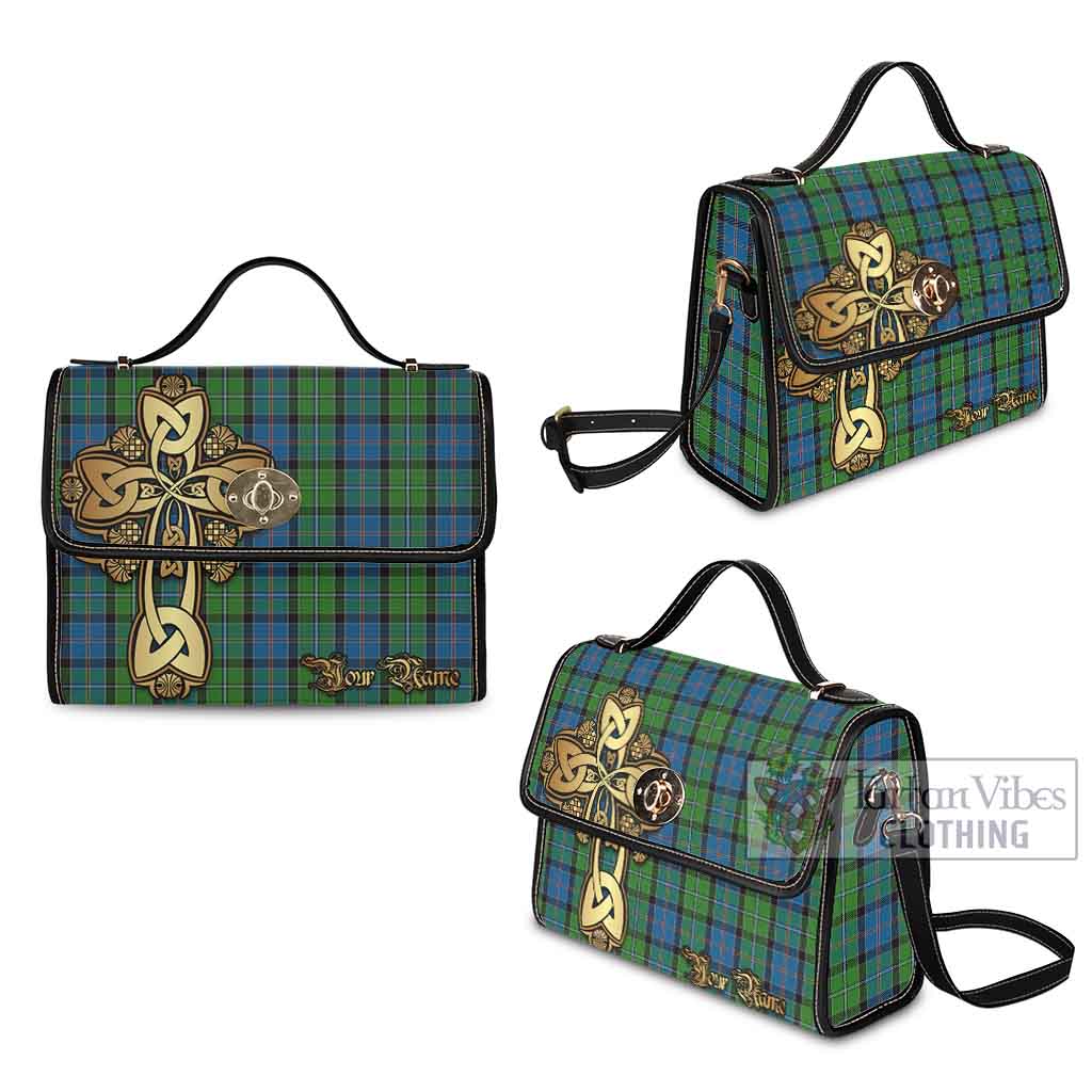 Tartan Vibes Clothing Stirling Tartan Waterproof Canvas Bag Golden Thistle Celtic Cross Style