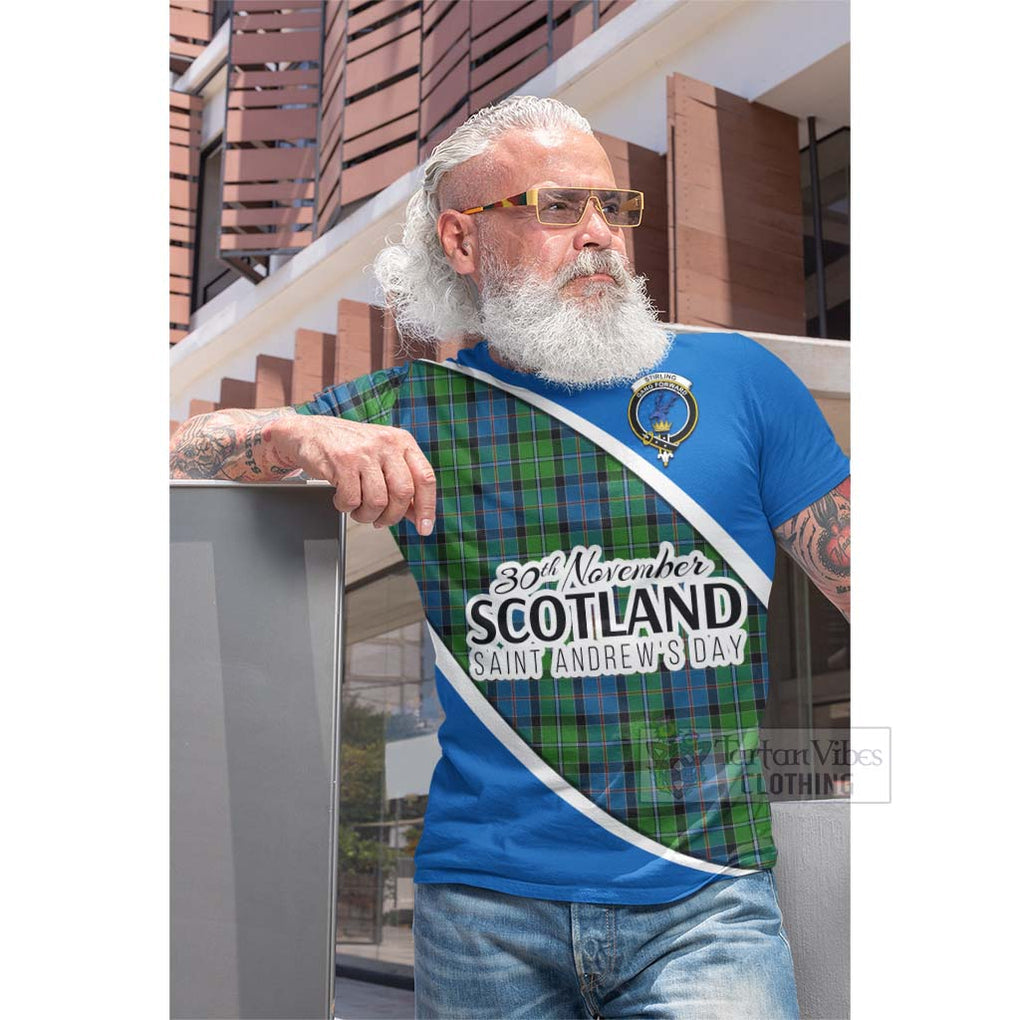 Tartan Vibes Clothing Stirling Family Crest Tartan Cotton T-shirt Celebrate Saint Andrew's Day in Style