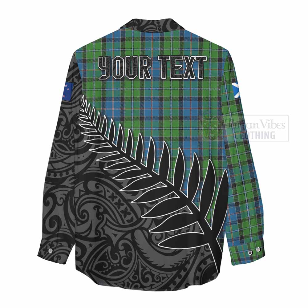 Tartan Vibes Clothing Stirling Crest Tartan Women's Casual Shirt with New Zealand Silver Fern Half Style