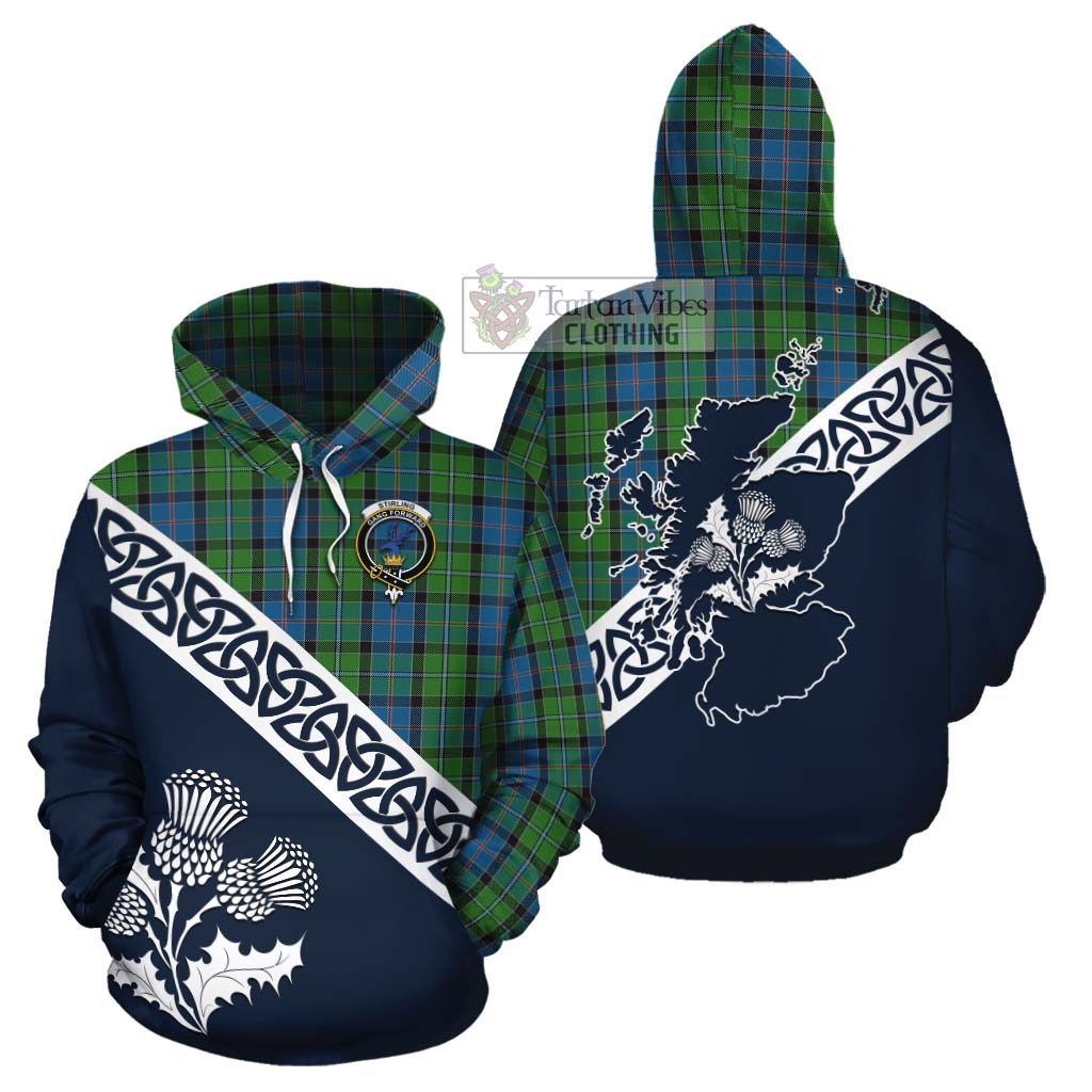Tartan Vibes Clothing Stirling Tartan Cotton Hoodie Featuring Thistle and Scotland Map