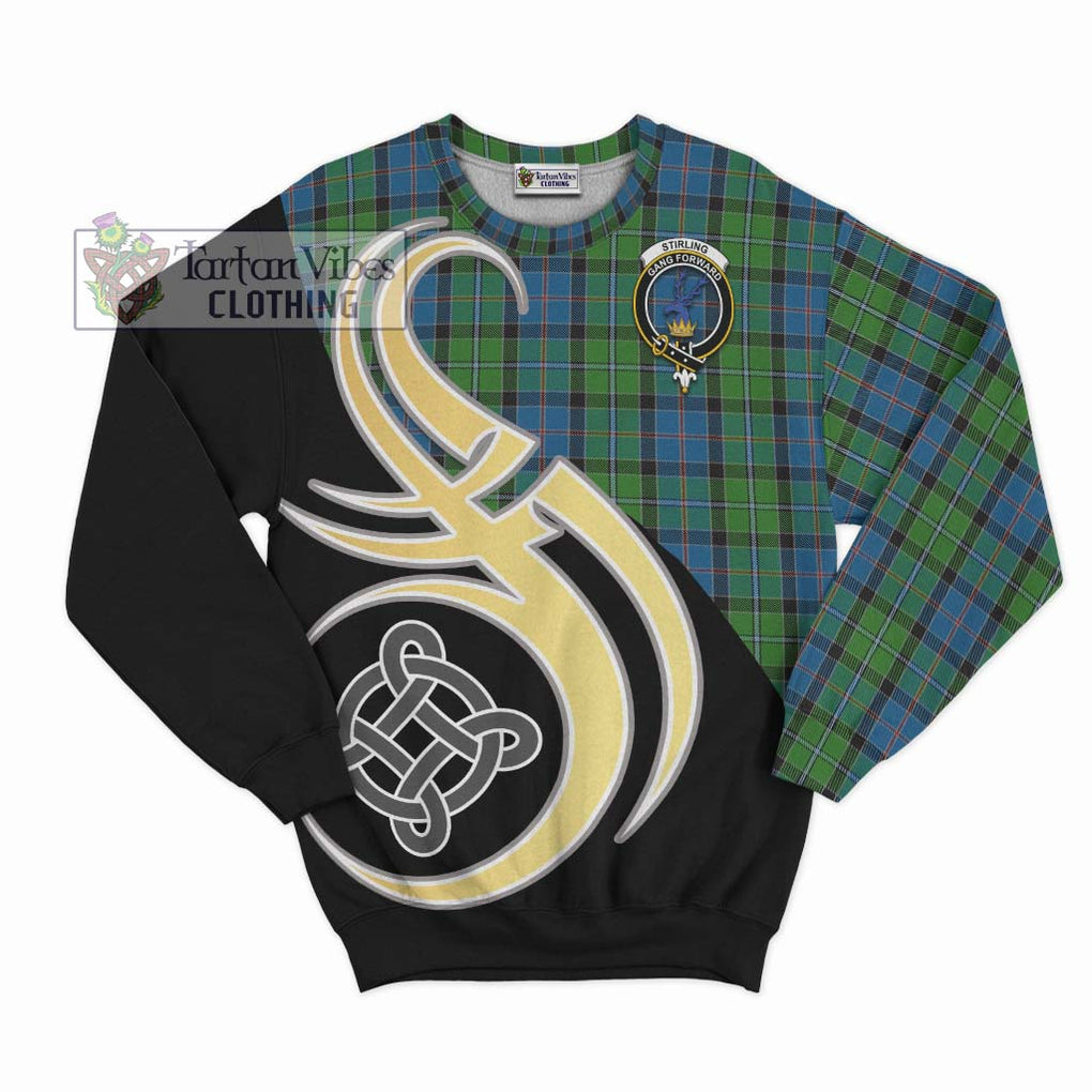 Stirling Tartan Sweatshirt with Family Crest and Celtic Symbol Style - Tartan Vibes Clothing