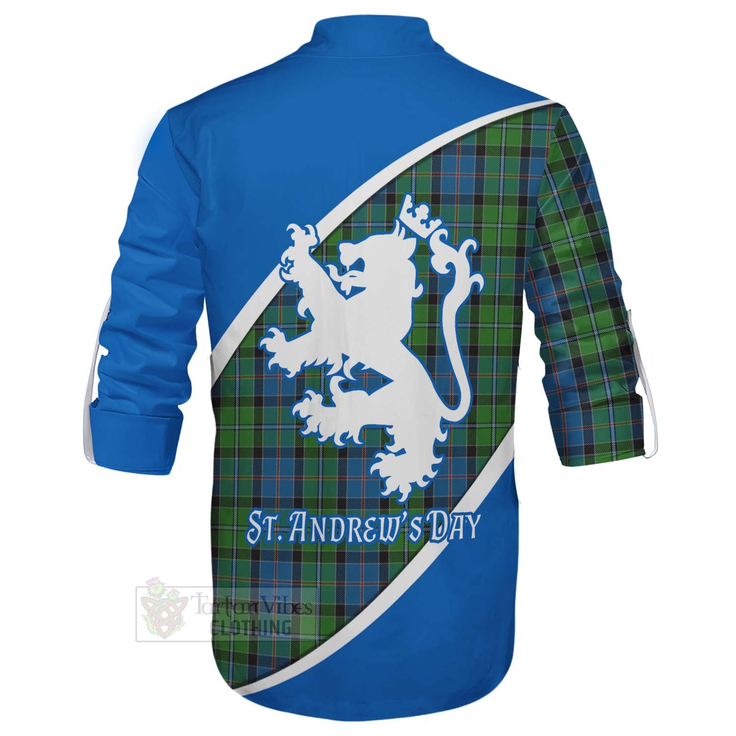Tartan Vibes Clothing Stirling Family Crest Tartan Ghillie Kilt Shirt Celebrate Saint Andrew's Day in Style