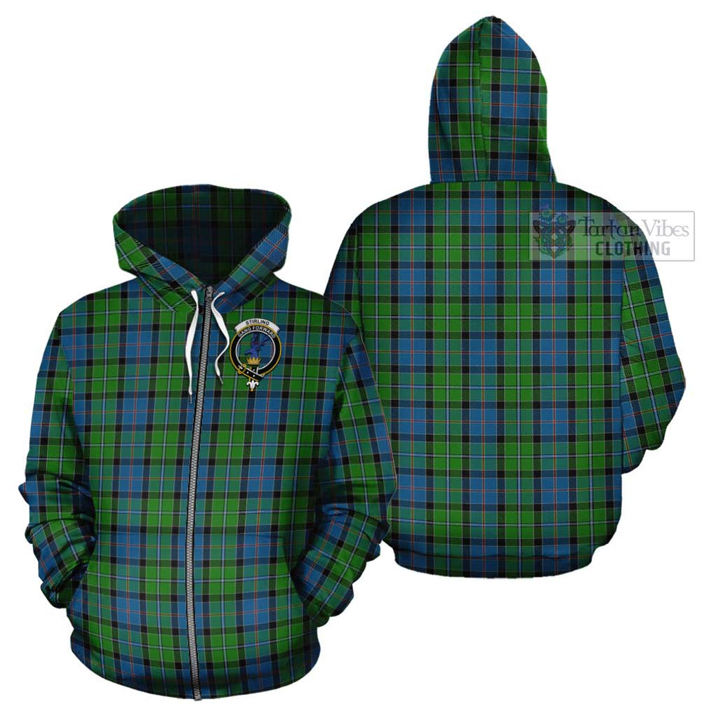 Stirling Tartan Cotton Hoodie with Family Crest Zip Hoodie - Tartan Vibes Clothing