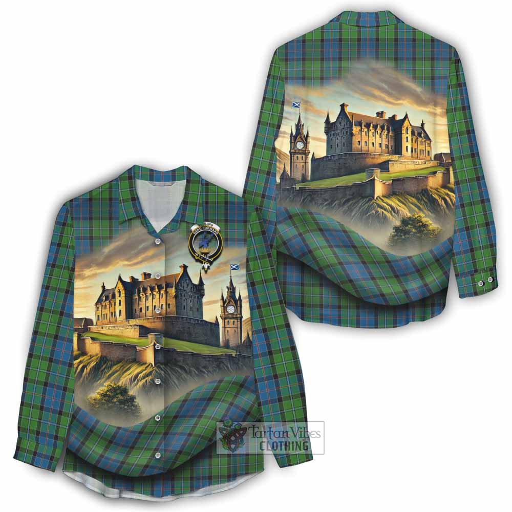 Tartan Vibes Clothing Stirling Tartan Family Crest Women's Casual Shirt with Scottish Ancient Castle Style