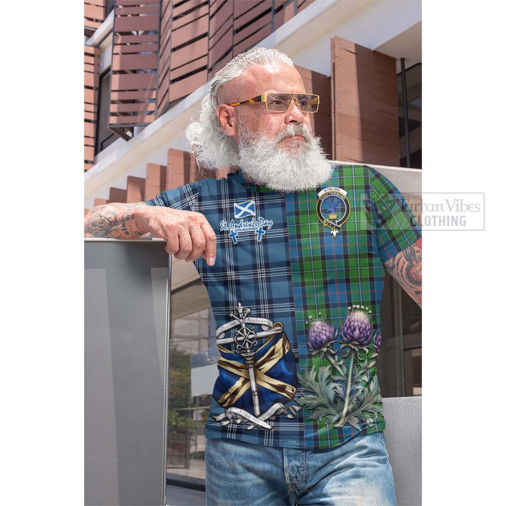 Tartan Vibes Clothing Stirling Tartan Cotton T-shirt Happy St. Andrew's Day Half Tartan Style