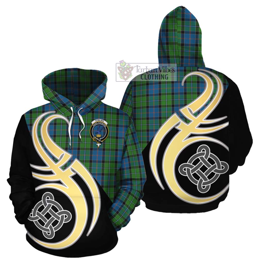 Tartan Vibes Clothing Stirling Tartan Cotton Hoodie with Family Crest and Celtic Symbol Style
