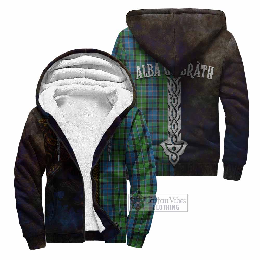 Tartan Vibes Clothing Stirling Tartan Family Crest Sherpa Hoodie Alba Gu Brath Be Brave Lion Ancient Style