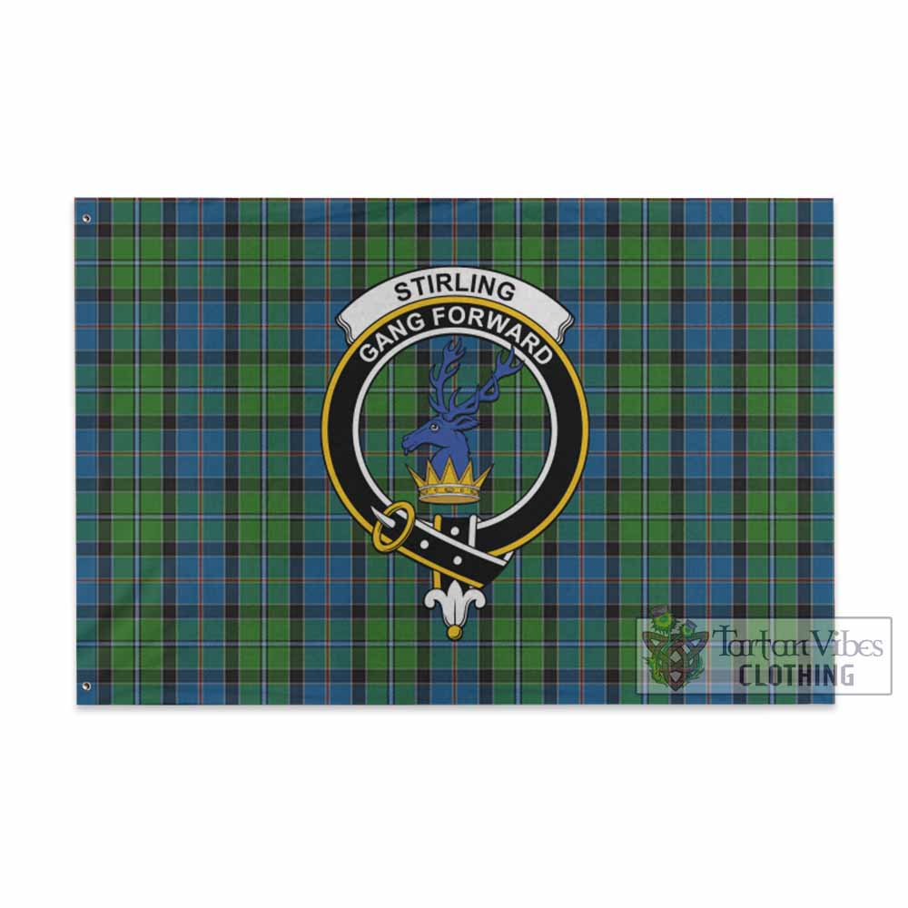 Tartan Vibes Clothing Stirling Tartan House Flag with Family Crest