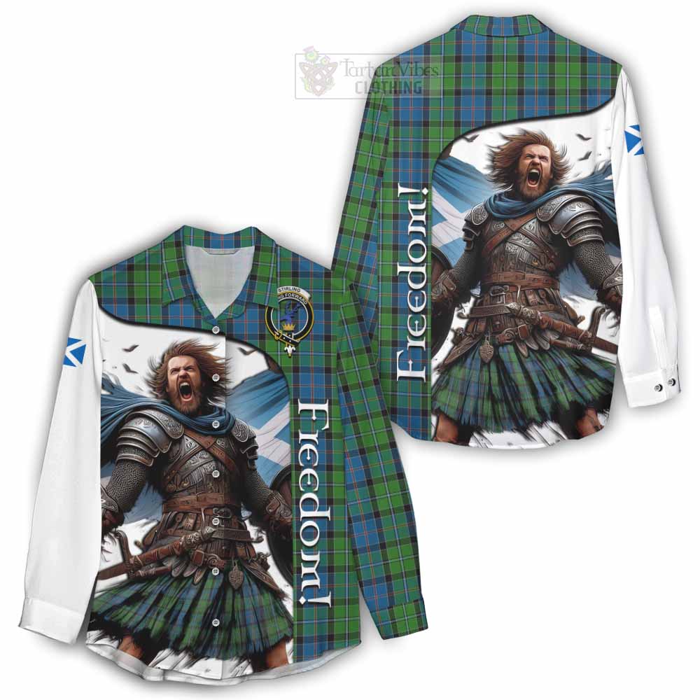 Tartan Vibes Clothing Stirling Crest Tartan Women's Casual Shirt Inspired by the Freedom of Scottish Warrior