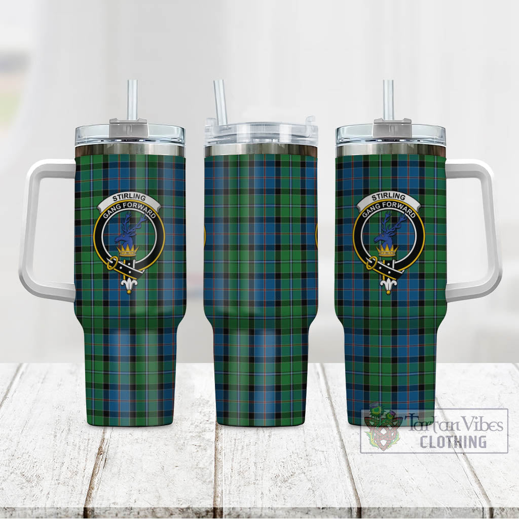 Tartan Vibes Clothing Stirling Tartan and Family Crest Tumbler with Handle