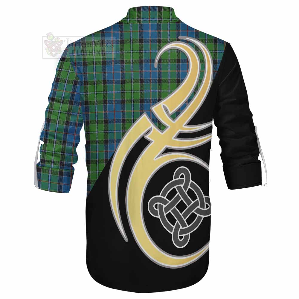 Tartan Vibes Clothing Stirling Tartan Ghillie Kilt Shirt with Family Crest and Celtic Symbol Style