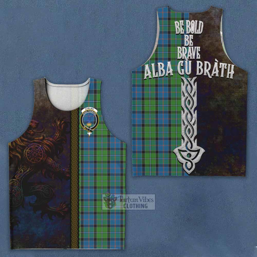 Tartan Vibes Clothing Stirling Tartan Family Crest Men's Tank Top Alba Gu Brath Be Brave Lion Ancient Style