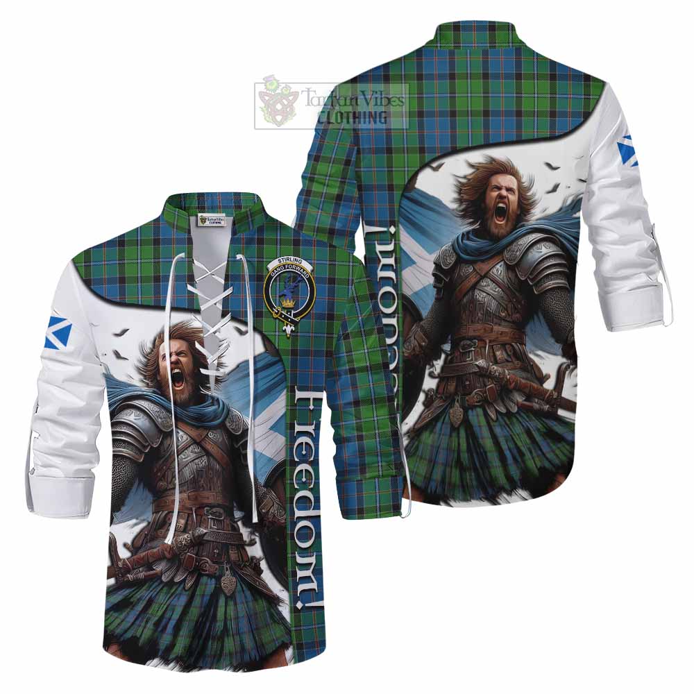 Tartan Vibes Clothing Stirling Crest Tartan Ghillie Kilt Shirt Inspired by the Freedom of Scottish Warrior