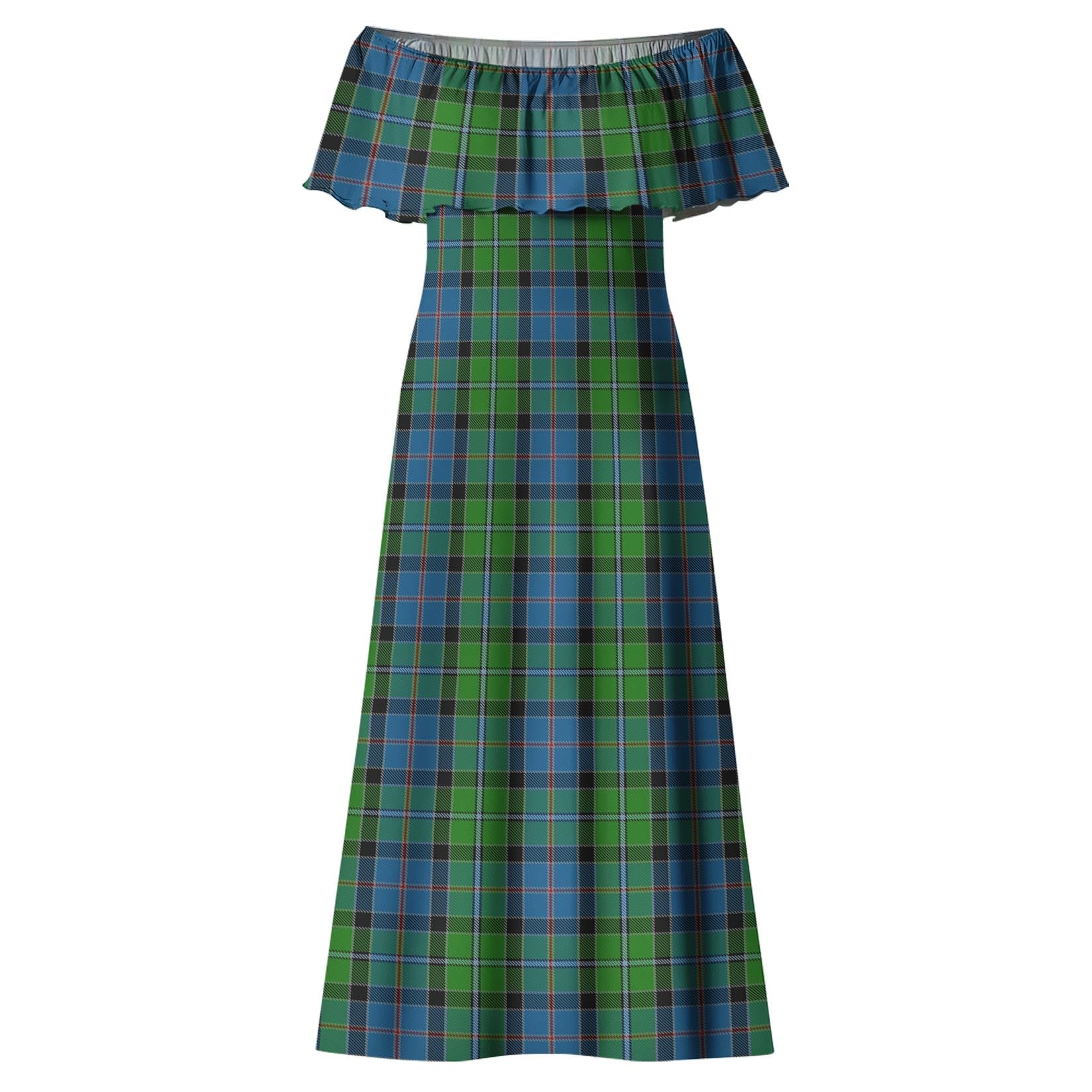 Stirling Tartan Off Shoulder Long Dress - Tartanvibesclothing