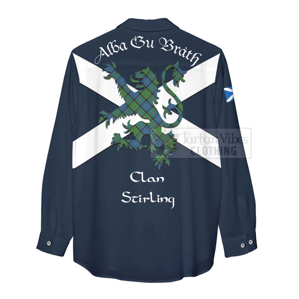 Tartan Vibes Clothing Stirling Tartan Lion Rampant Women's Casual Shirt Proudly Display Your Heritage with Alba Gu Brath and Clan Name