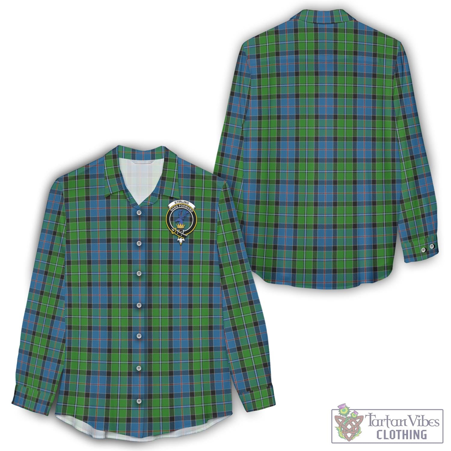 Tartan Vibes Clothing Stirling Tartan Womens Casual Shirt with Family Crest