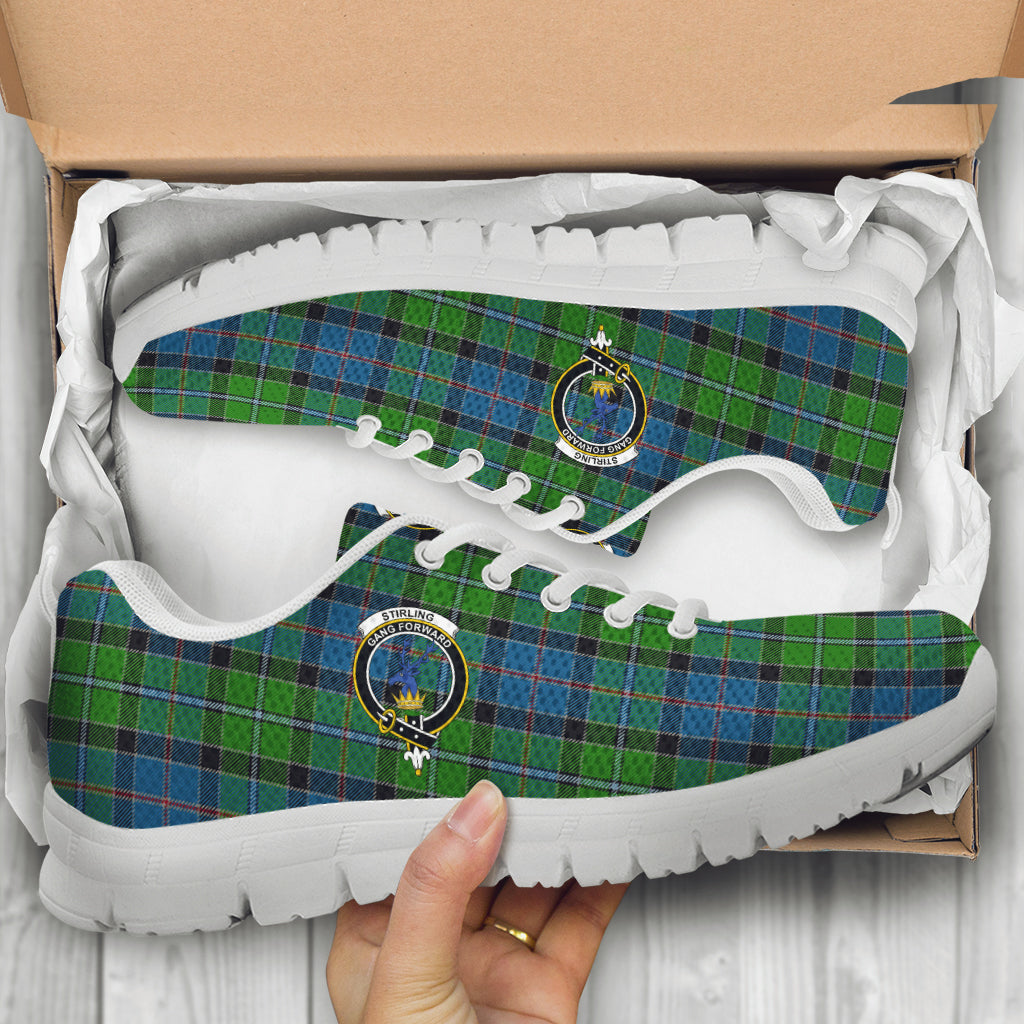 Stirling Tartan Sneakers with Family Crest - Tartan Vibes Clothing