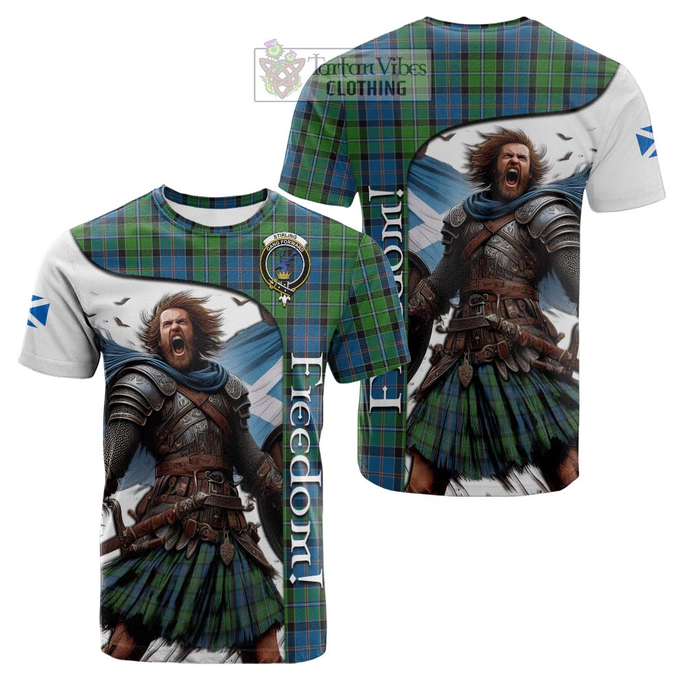 Tartan Vibes Clothing Stirling Crest Tartan Cotton T-shirt Inspired by the Freedom of Scottish Warrior