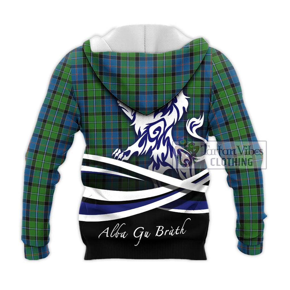Stirling Tartan Knitted Hoodie with Alba Gu Brath Regal Lion Emblem - Tartanvibesclothing Shop