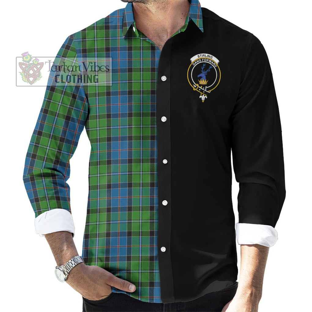 Stirling Tartan Long Sleeve Button Shirt with Family Crest and Half Of Me Style - Tartanvibesclothing Shop