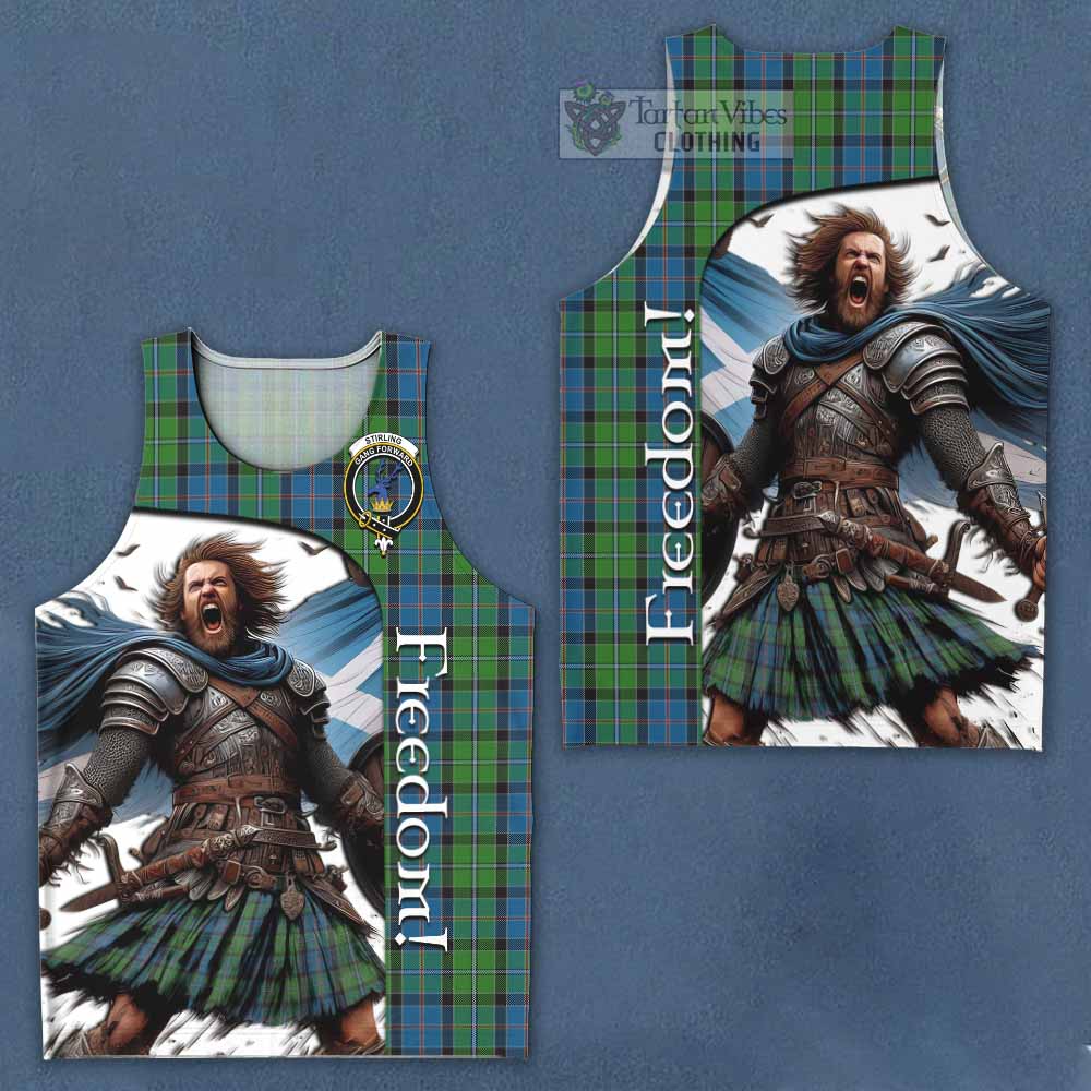 Tartan Vibes Clothing Stirling Crest Tartan Men's Tank Top Inspired by the Freedom of Scottish Warrior