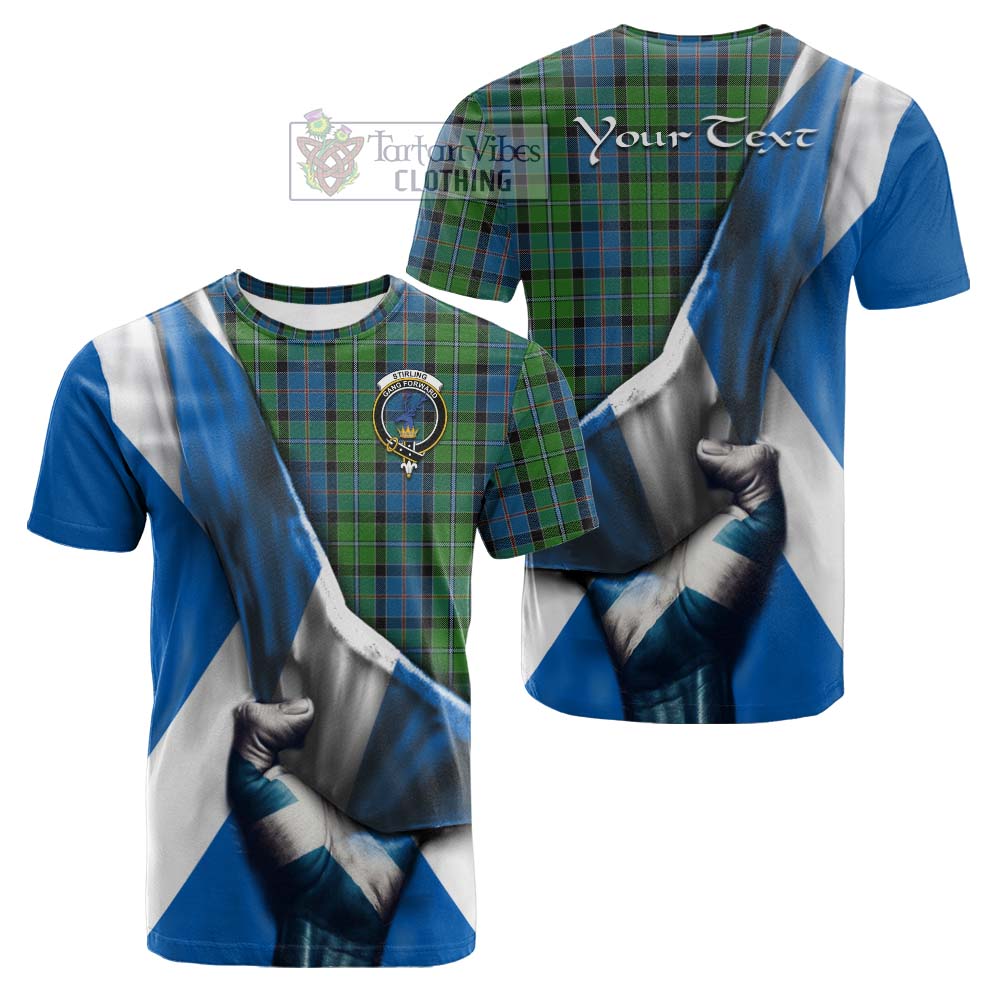 Tartan Vibes Clothing Stirling Tartan Cotton T-shirt with Family Crest Scotland Patriotic Style