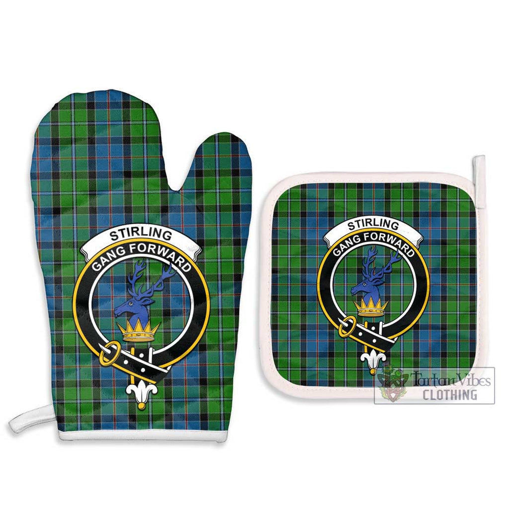 Stirling Tartan Combo Oven Mitt & Pot-Holder with Family Crest Combo 1 Oven Mitt & 2 Pot-Holder White - Tartan Vibes Clothing