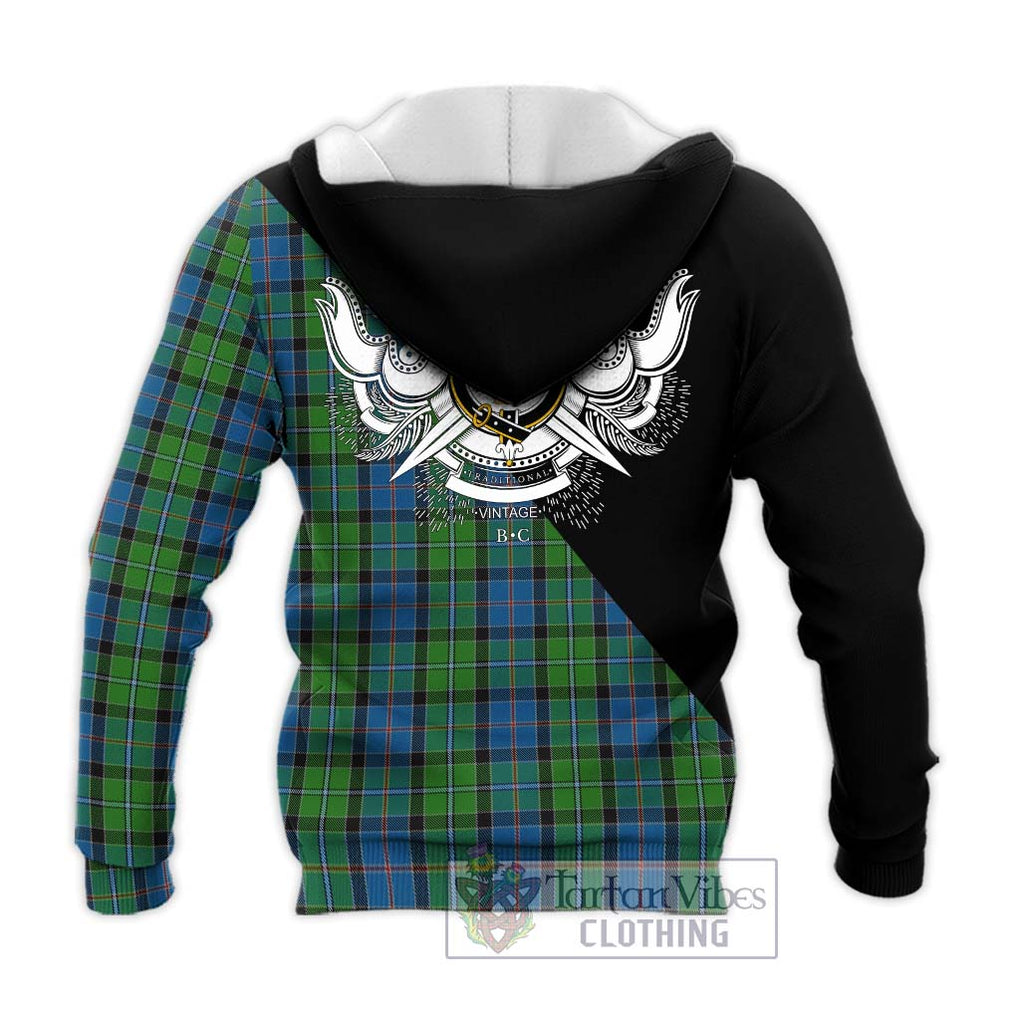 Stirling Tartan Knitted Hoodie with Family Crest and Military Logo Style - Tartanvibesclothing Shop