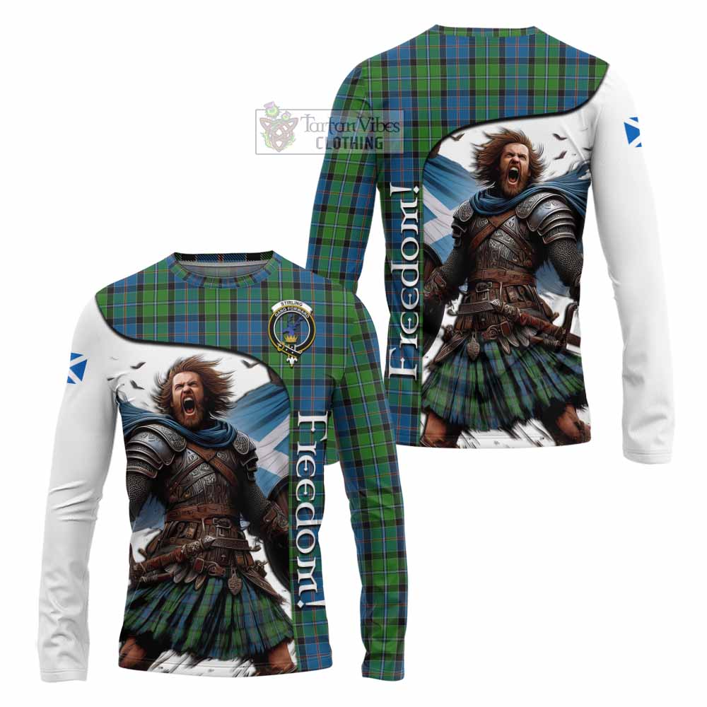 Tartan Vibes Clothing Stirling Crest Tartan Long Sleeve T-Shirt Inspired by the Freedom of Scottish Warrior