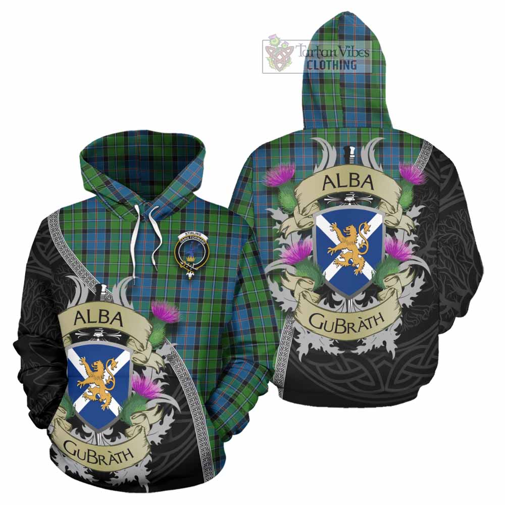 Tartan Vibes Clothing Stirling Tartan Family Crest Hoodie Lion Rampant Royal Thistle Shield Celtic Inspired