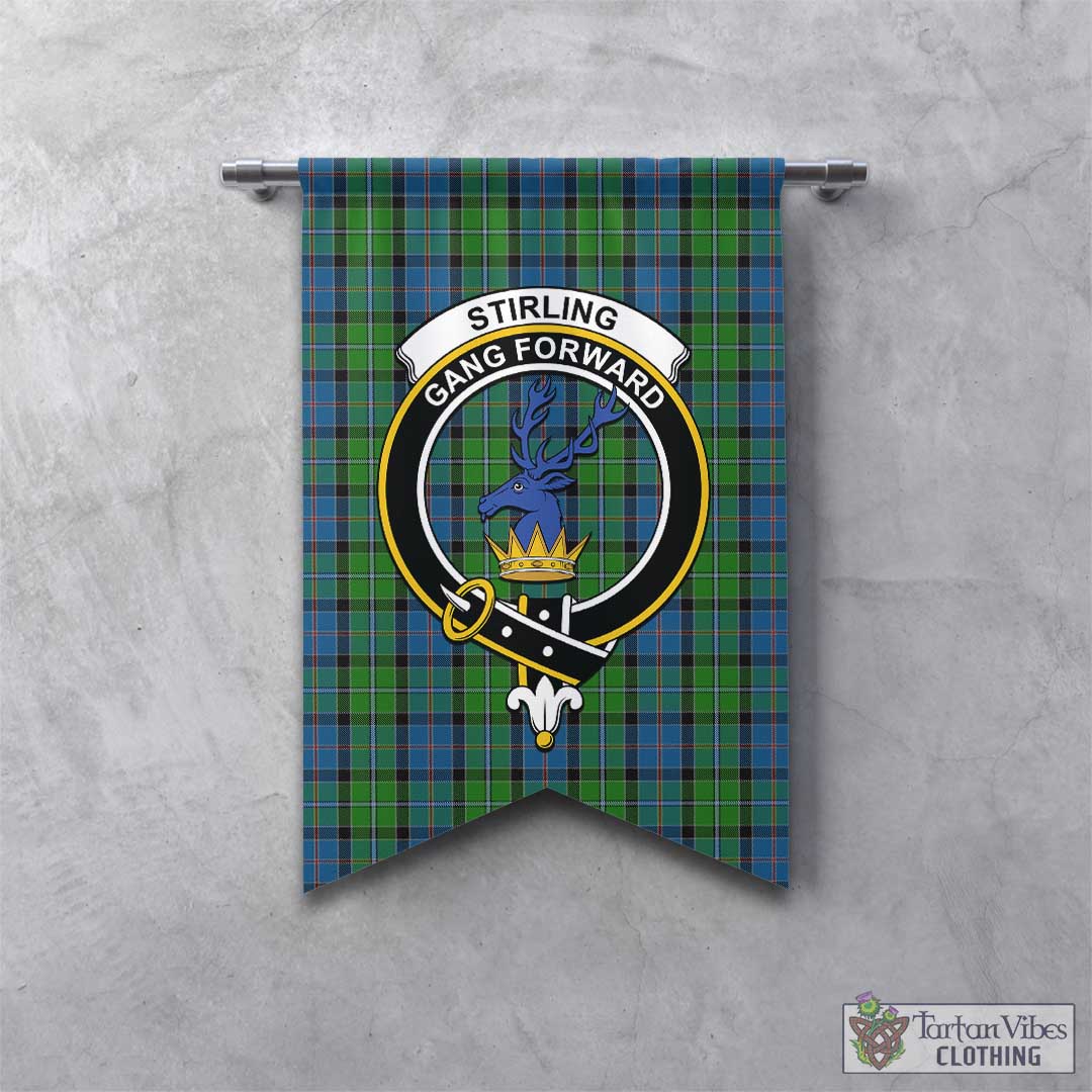 Tartan Vibes Clothing Stirling Tartan Gonfalon, Tartan Banner with Family Crest