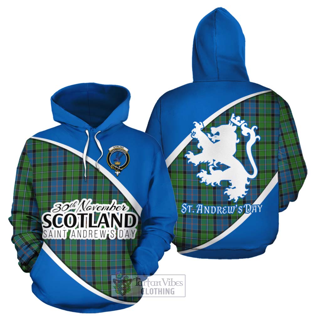 Tartan Vibes Clothing Stirling Family Crest Tartan Cotton Hoodie Celebrate Saint Andrew's Day in Style
