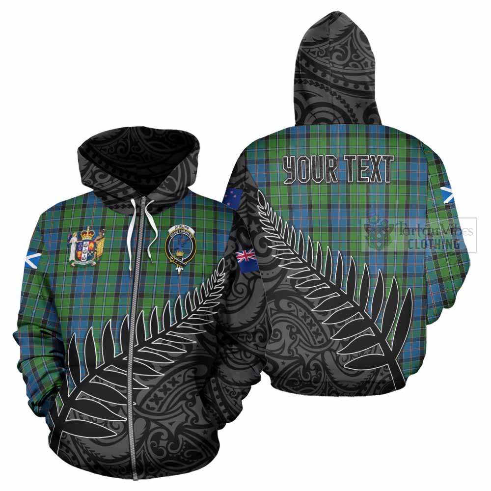 Tartan Vibes Clothing Stirling Crest Tartan Hoodie with New Zealand Silver Fern Half Style