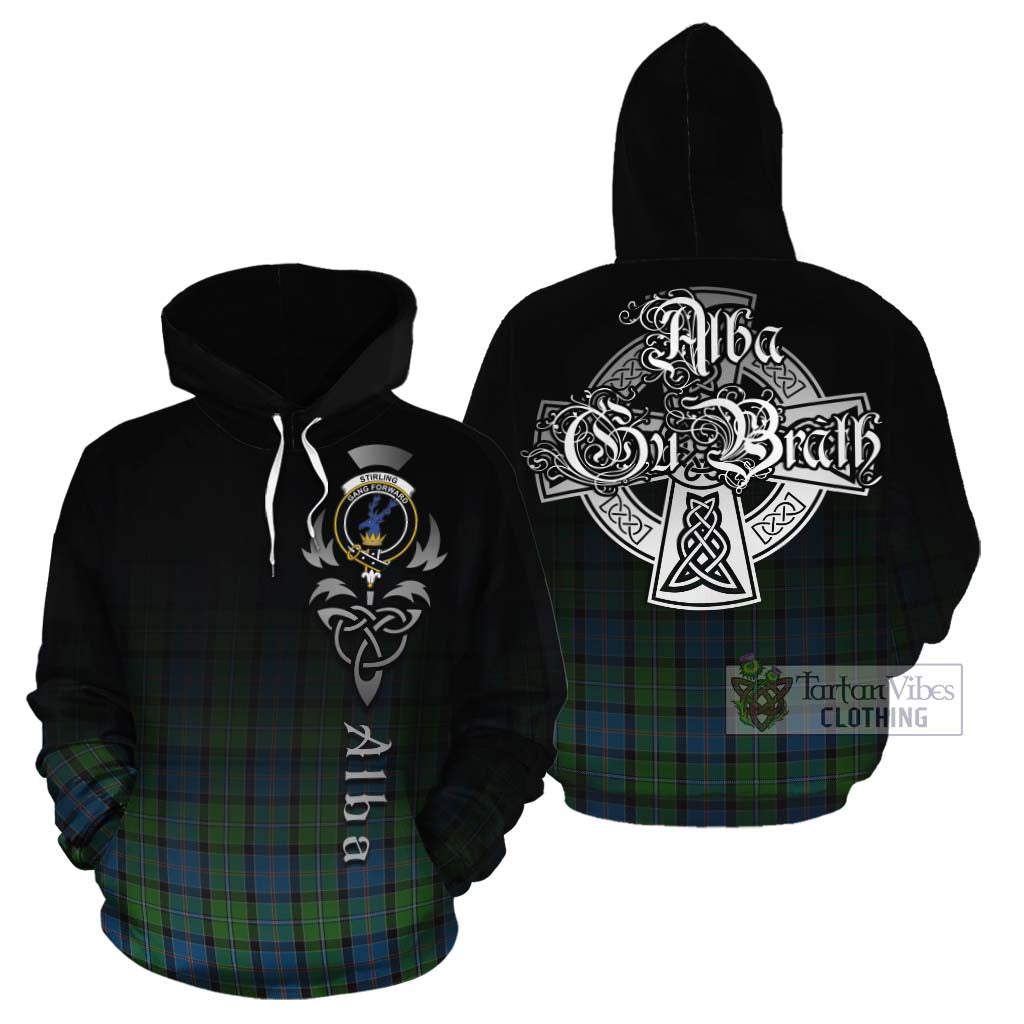 Tartan Vibes Clothing Stirling Tartan Cotton Hoodie Featuring Alba Gu Brath Family Crest Celtic Inspired